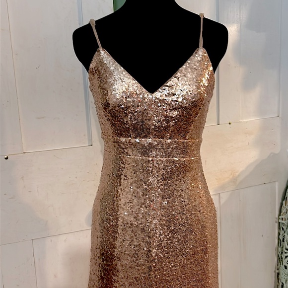 SHEIN Dresses & Skirts - SALE $29 Shein Rosegold Sequin Maxi Gown Bodycon Bombshell Barbiecon Prom Gala